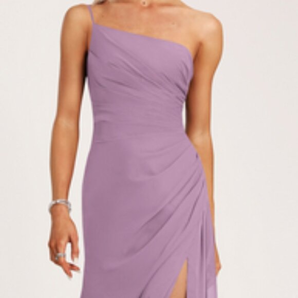 NWT JJs House A-line One Shoulder Floor-Length Lavender Chiffon Dress sz 6 - Picture 3 of 16